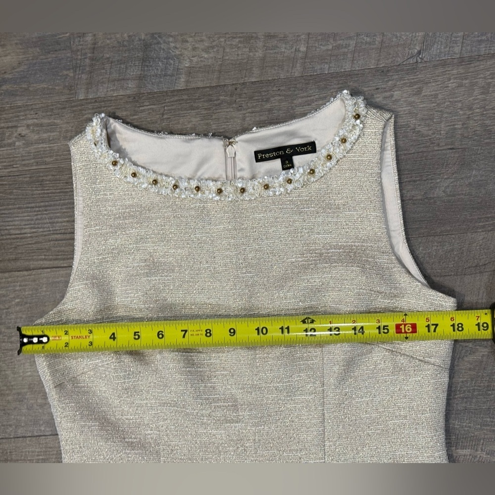 Preston & York Womens Cream gold Strapless Dress Size 8 - Picture 5 of 8
